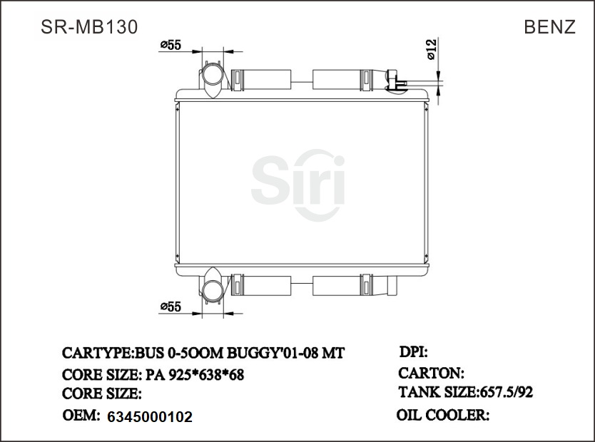 SR-MB130 Mercedes Benz BUS 0-500M BUGGYC01-08 Radiators