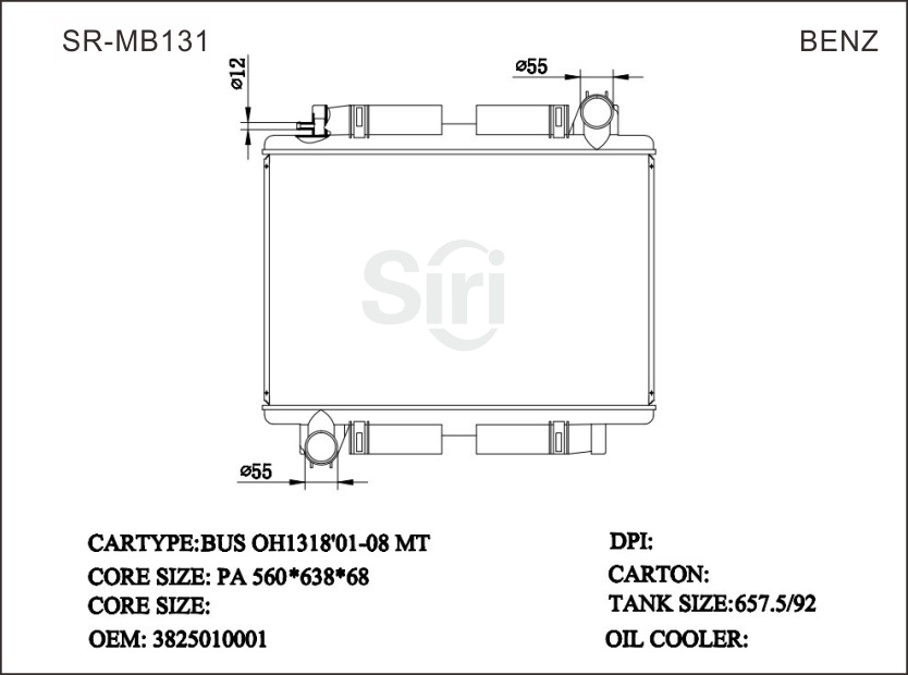 SR-MB131 Mercedes Benz BUS OH1318 01-08 Cooling Radiators