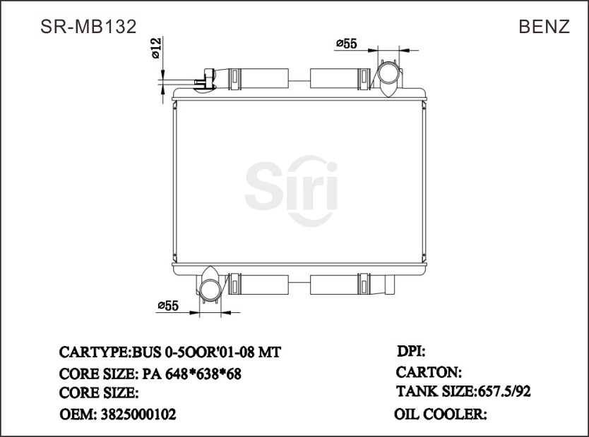 SR-MB132 Mercedes Benz BUS OH1318 01-08 Auto Radiators