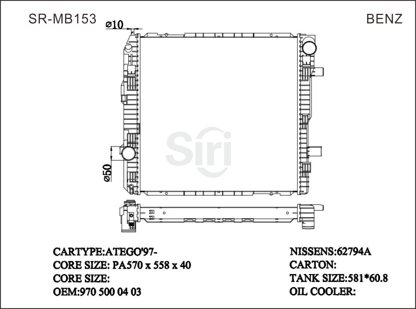 SR-MB153 Mercedes Benz Atego 97- Auto Cooling Radiators