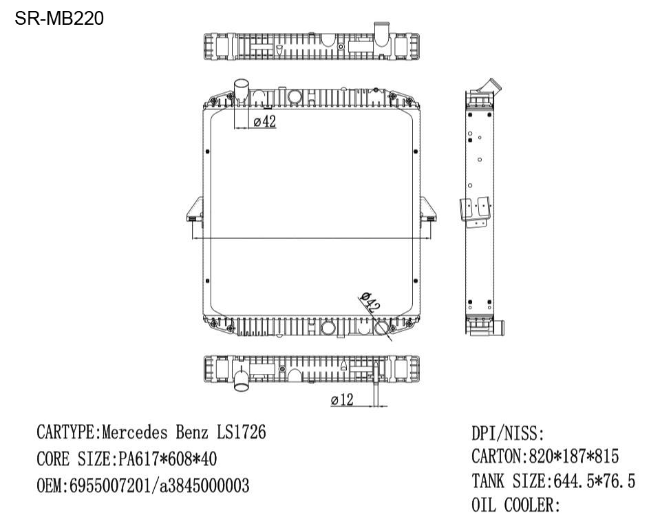 SR-MB220 Mercedes Benz LS1726 Truck Cooling Radiators