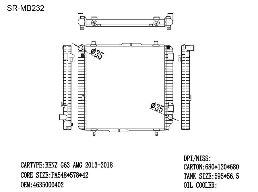 SR-MB232 Mercedes Benz G63 AMG 2013-2018 Radiators