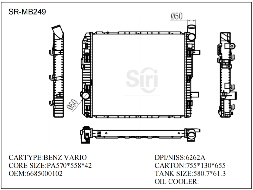 SR-MB249 Mercedes Benz Vario Auto Cooling Radiators
