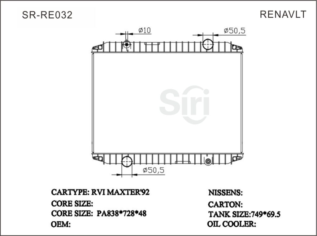 SR-RE032 Renault RVIMAXTER ’92 Aluminium Brazing Radiators