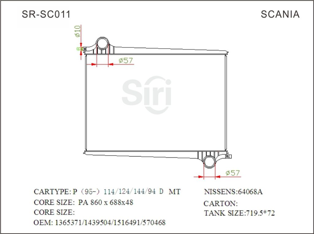 SR-SC011 Scania P 95- 114 124 144 94D Heavy Duty Radiators