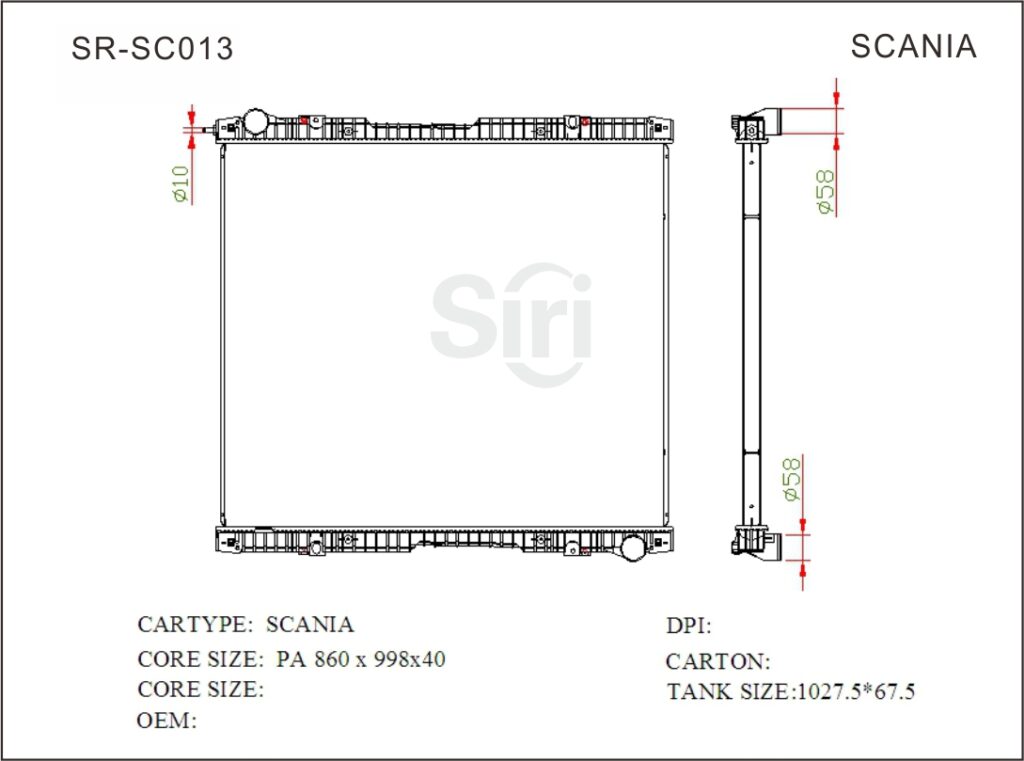 SR-SC013 Scania Hot Sale Heavy Truck Radiators