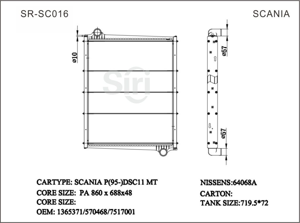 SR-SC016 Scania P(95-) DSC1 Auto Cooling Radiators