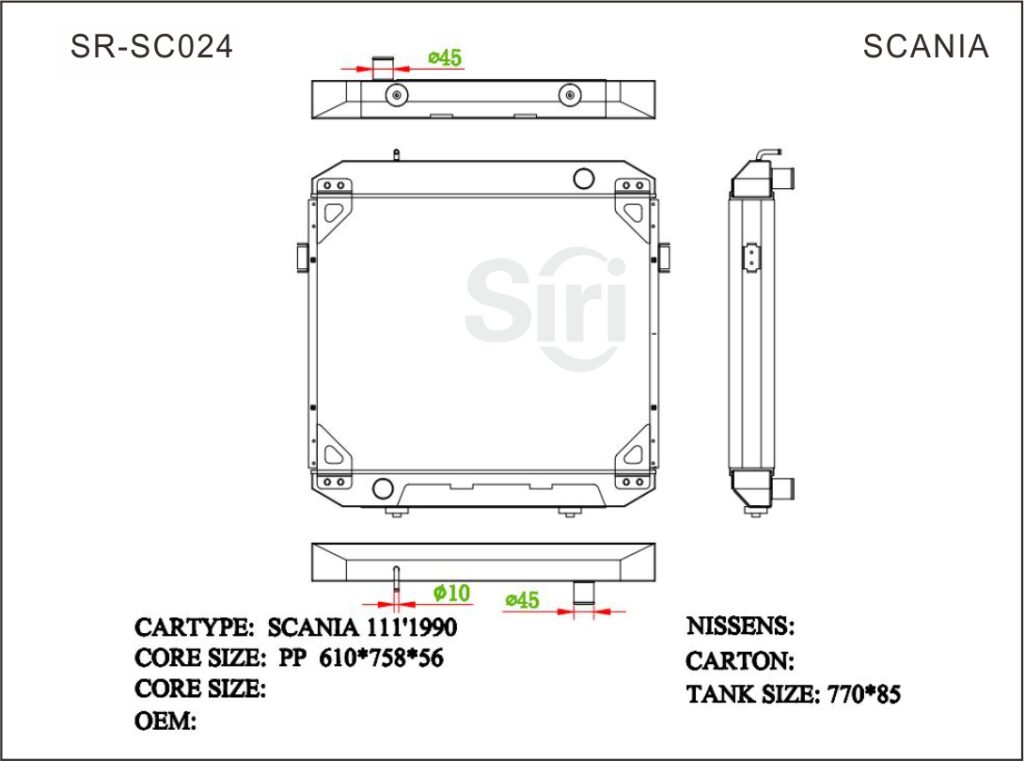 SR-SC024 Scania Auto Cooling Radiators