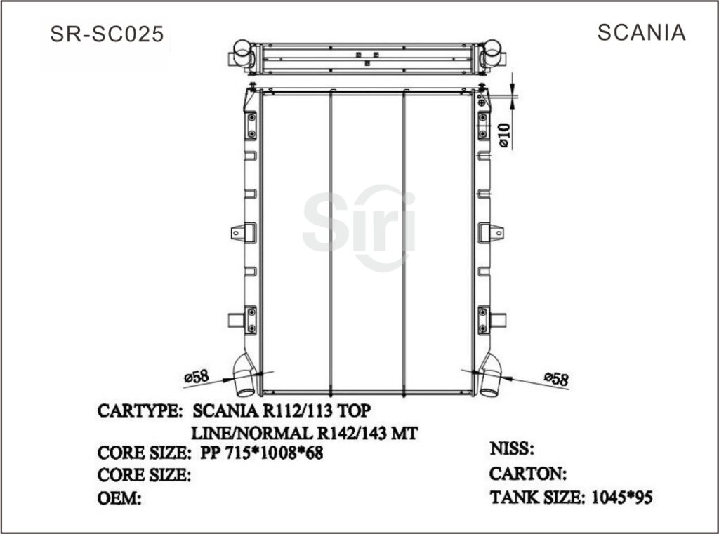 SR-SC025 Scania 112/113 TOPLINE/NORMAL R142/143 Auto Cooling Radiators