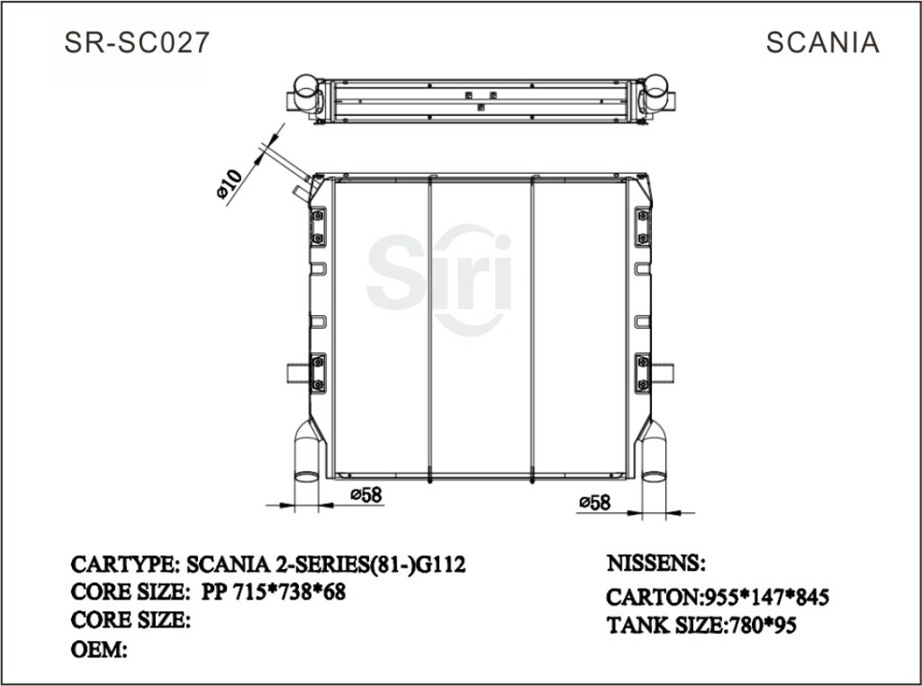 SR-SC027 Scania 2-SERIES(81-)G112 Auto Cooling Radiators