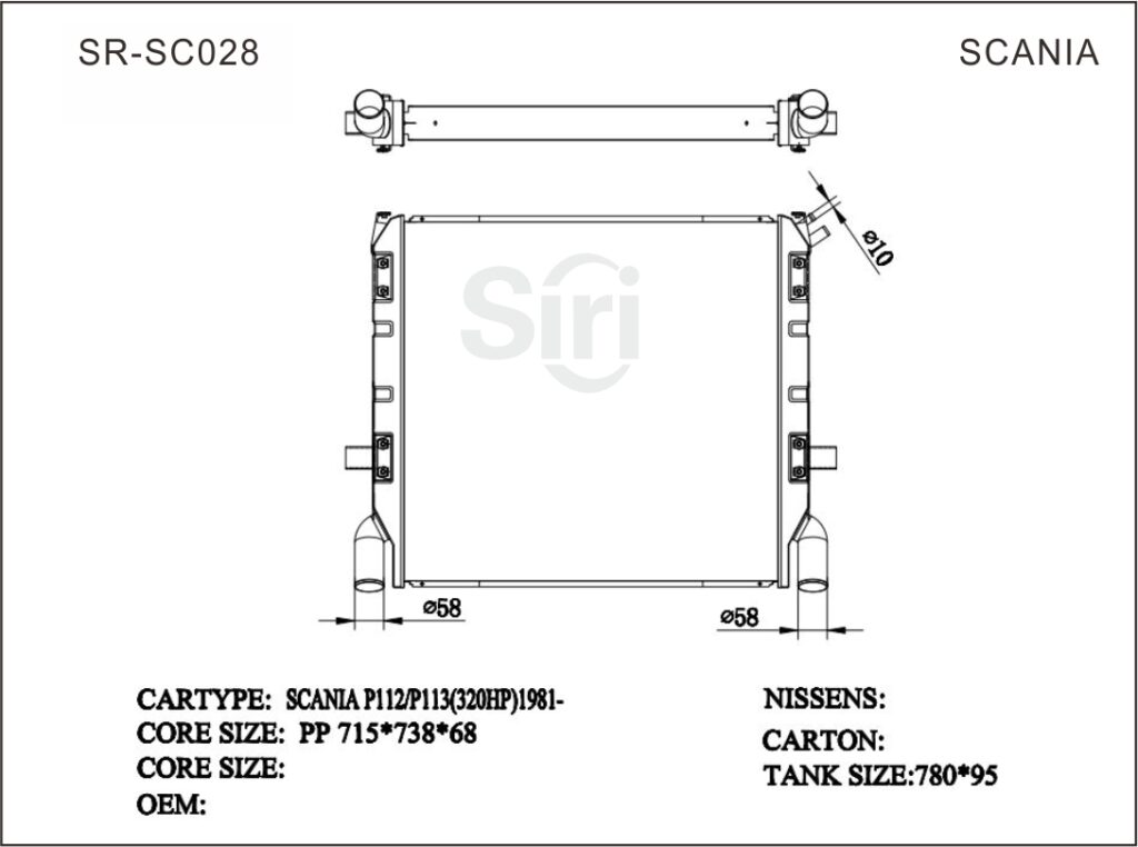 SR-SC028 Scania P112/P113(320HP)1981 Auto Cooling Radiators