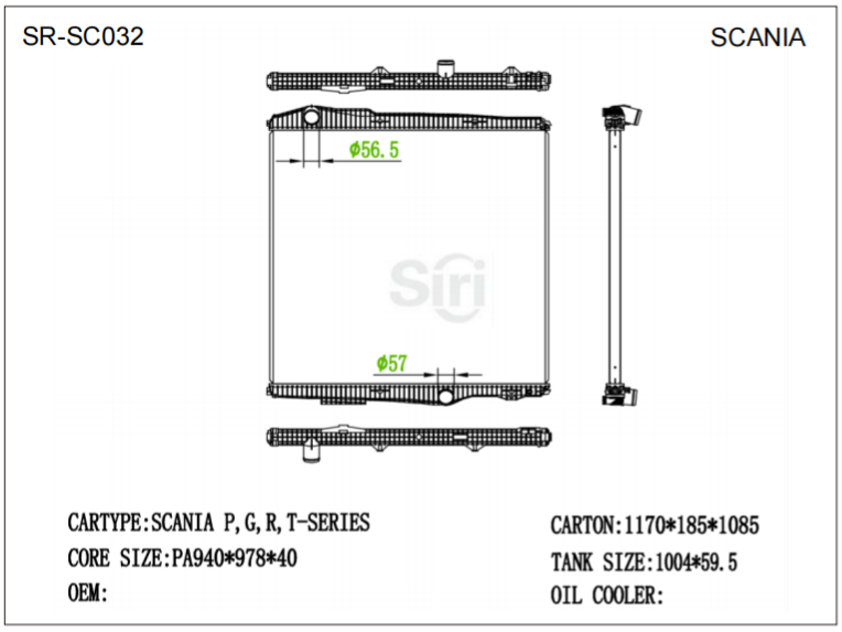 SR-SC032 Scania  P,G,R,T-SERIES Engine Cooling Radiators