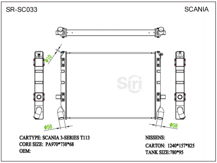 SR-SC033 Scania 3-SERIES T113 Auto Aluminium Radiators