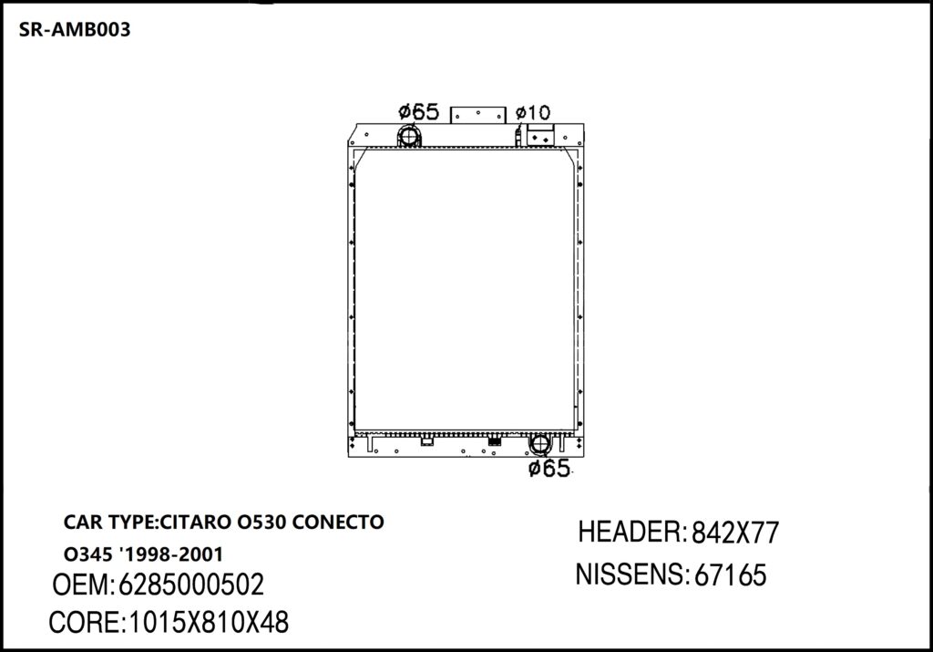 SR-AMB003 Mercedes Benz Citaro 0530 Conecto 0354 1998-2001 Auto Radiators