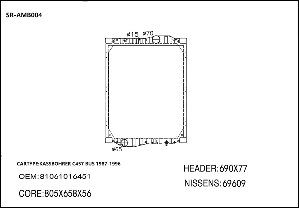 SR-AMB004 Mercedes Benz Kassbohere C457 Bus 1987-1996 Auto Radiators
