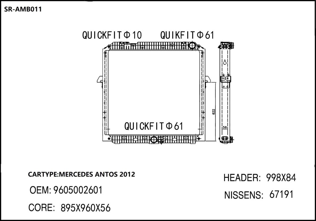 SR-AMB011 Mercedes Benz  ANTOS 2012 High Performance Radiators Factory