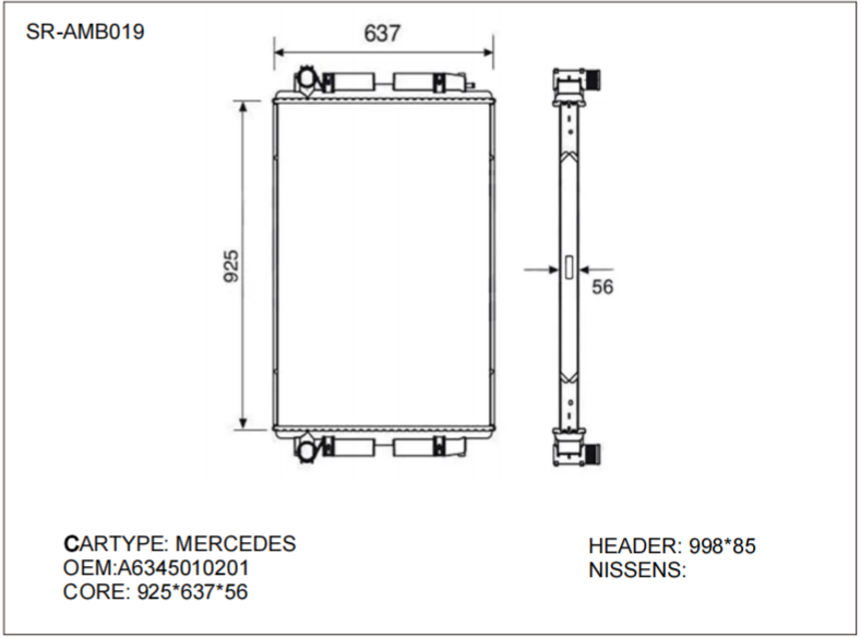 SR-AMB019 Mercedes Benz Chinese High Quality Radiators Factory