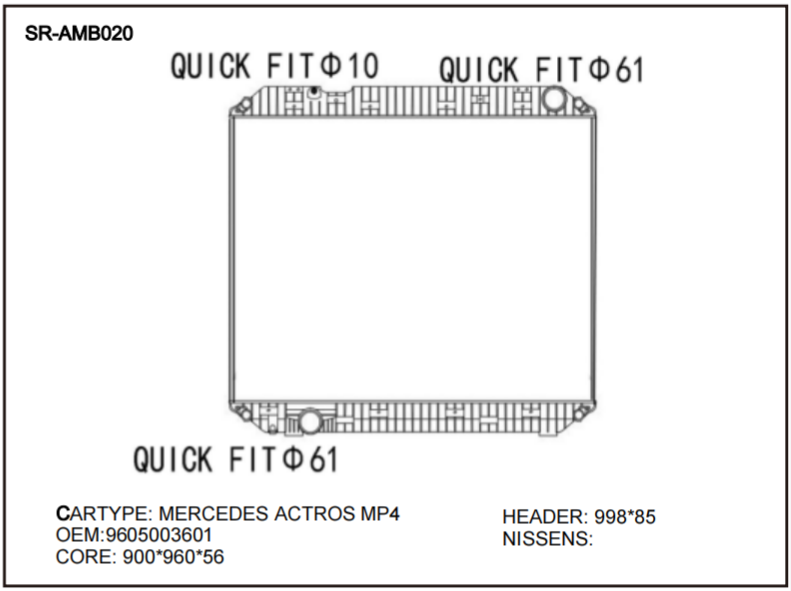 SR-AMB020 Mercedes Benz ACTROS MP4 Radiators Factory