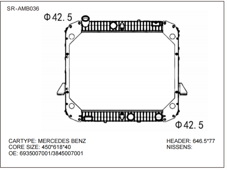 SR-AMB036 Mercedes Benz Brazing Cooling Radiators