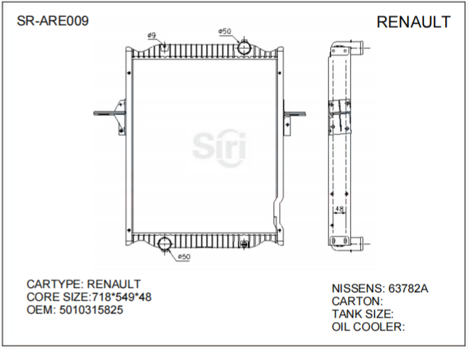 SR-ARE009 Renault Heavy Duty Truck Engine Cooling Radiators