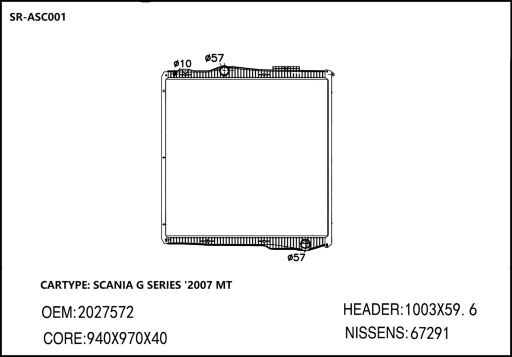 SR-ASC001 Scania G SERIES’2007 Aluminium Radiators