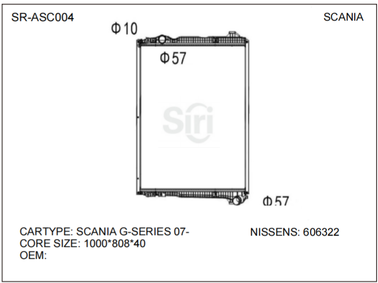 SR-ASC004 Scania G-SERIES 07- Engine Aluminium Radiators