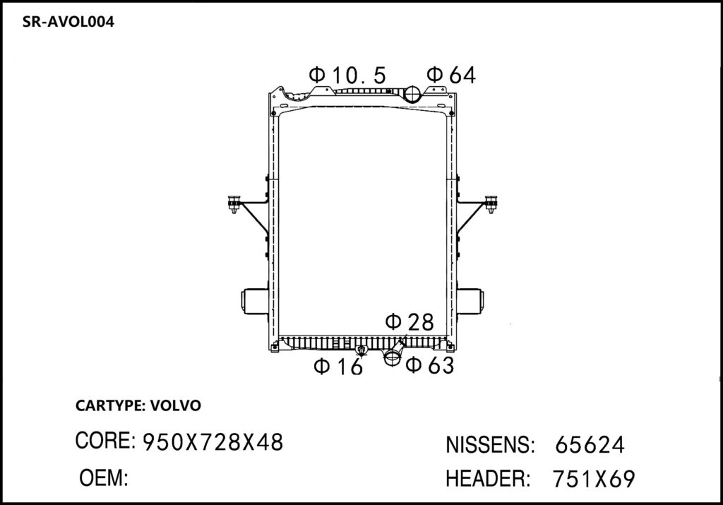 SR-AVOL004 Volvo High Quality Engine Cooling Radiators