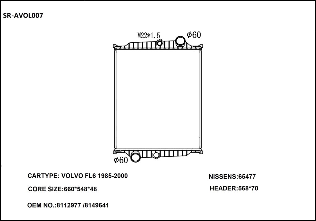 SR-AVOL007 Volvo Hot Sale L6 1985-2000 Engine Cooling Radiators