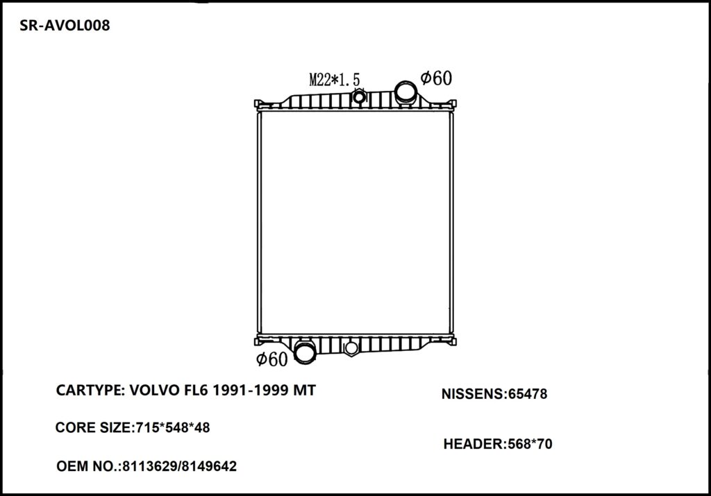 SR-AVOL008 Volvo Hot Sale  FL6 1991-1999 Engine Cooling Radiators