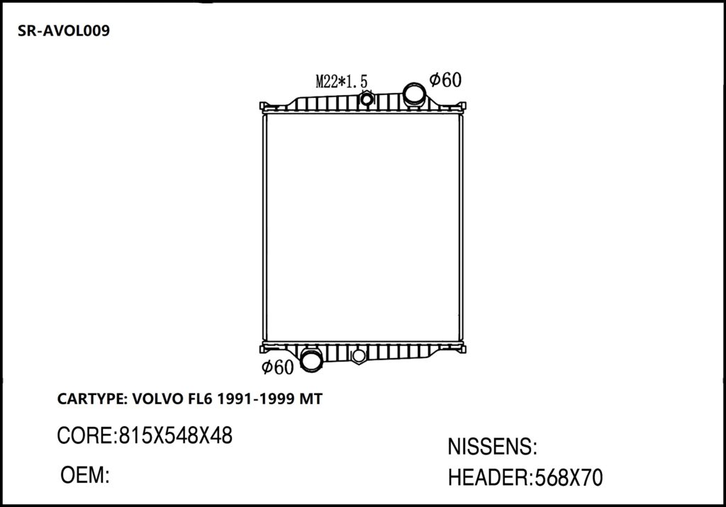 SR-AVOL009 Volvo Hot Sale FL6 1991-1999 Cooling Radiators