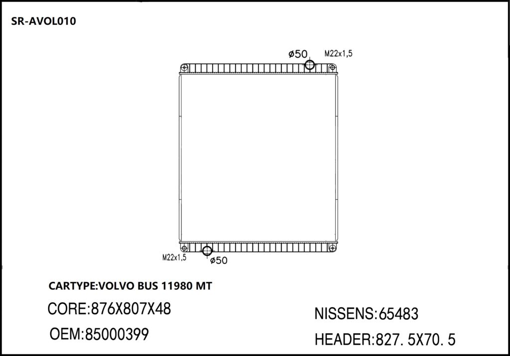 SR-AVOL010 Volvo Hot Sale BUS 1980 Cooling Radiators