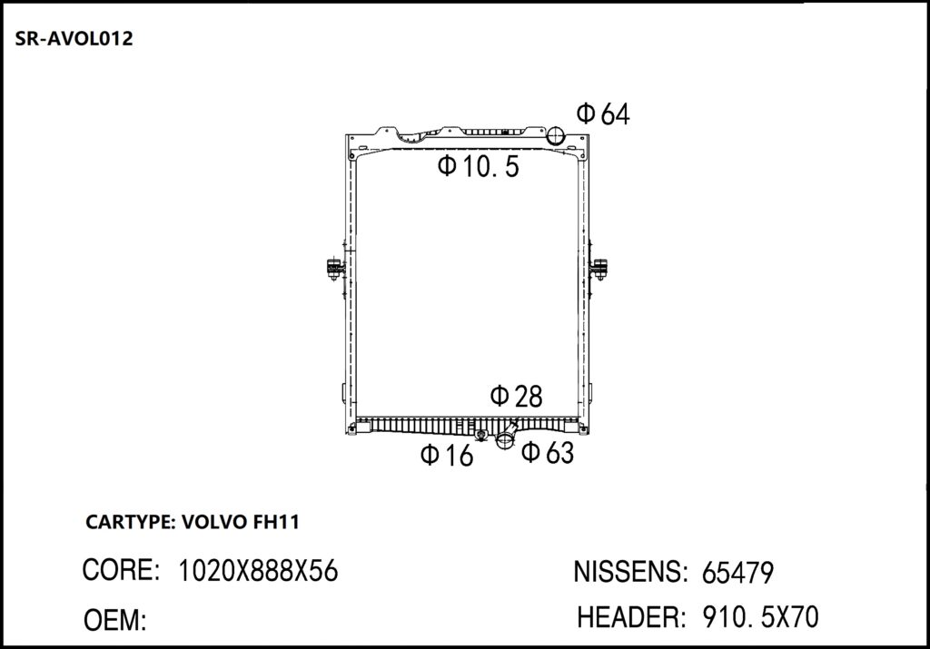 SR-AVOL012 Volvo Hot Sale FH11 Cooling Radiators