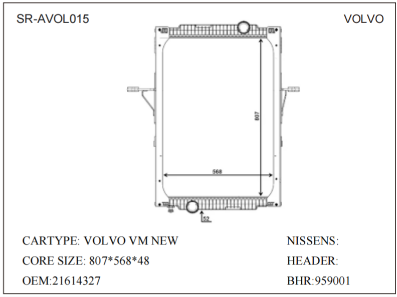 SR-AVOL015 Volvo VM NEW Cooling Radiators