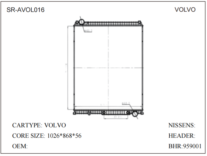 SR-AVOL016 Volvo Heavy Duty Truck Cooling Radiators
