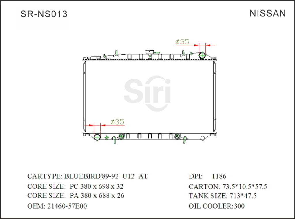 SR-NS013 Nissan Bluebird 89-92 U12 Brazing Radiators