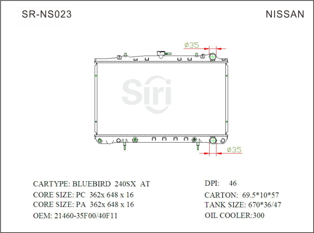 SR-NS023 Nissan Bluebird 240SX OEM Factory Radiators