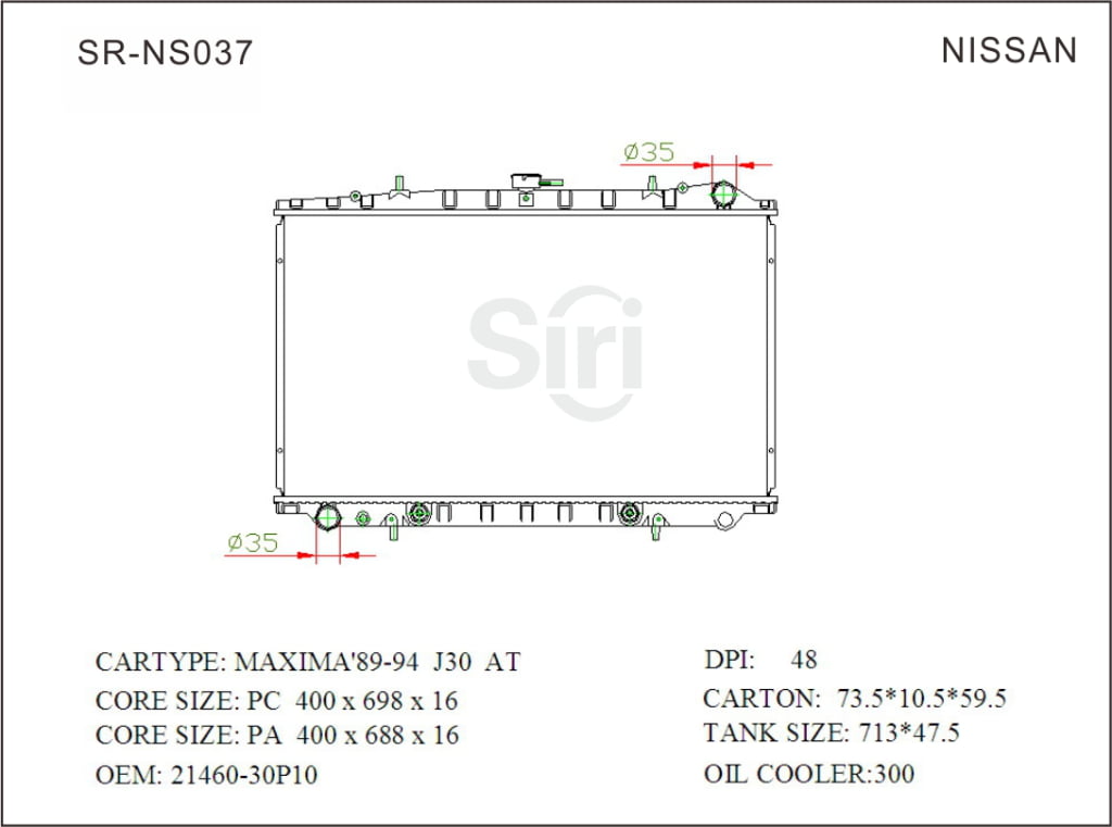 SR-NS037 Nissan MAXIMA 89-94 J30 Auto Radiators