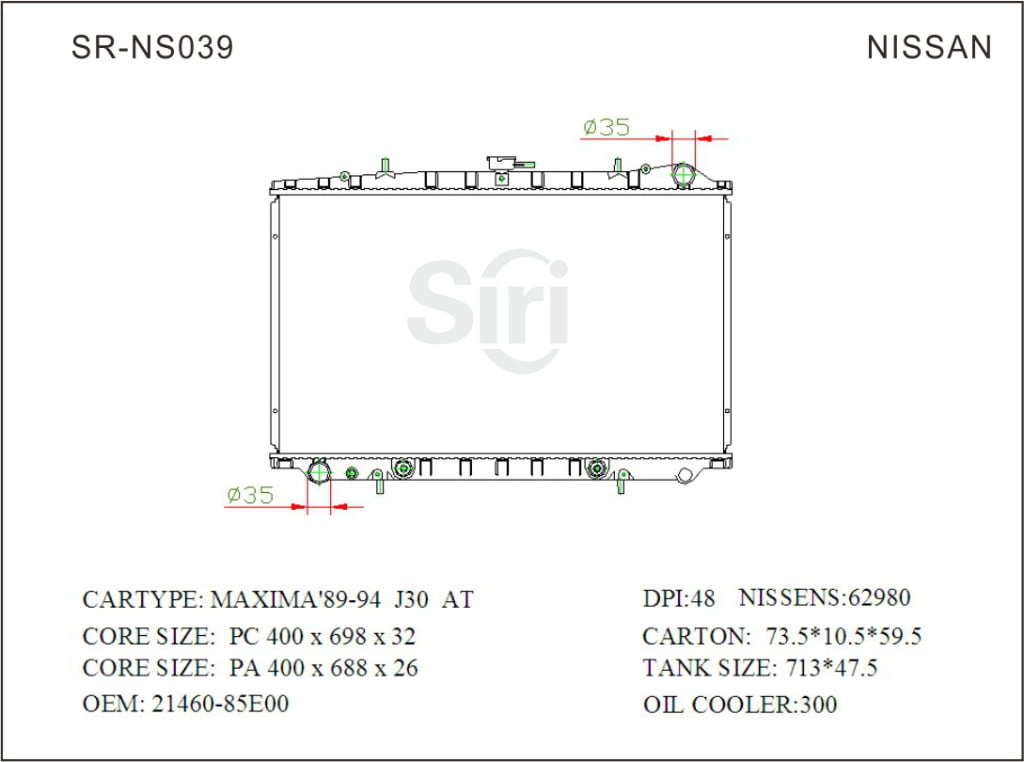 SR-NS039 Nissan MAXIMA 89-94 J30 Auto Aluminium Radiators