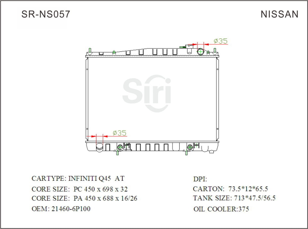 SR-NS057 Nissan INFINITI Q45 Cooling Radiators