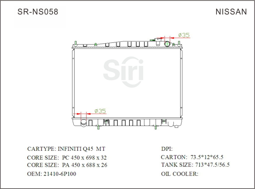SR-NS058 Nissan INFINITI Q45 Cooling Radiators