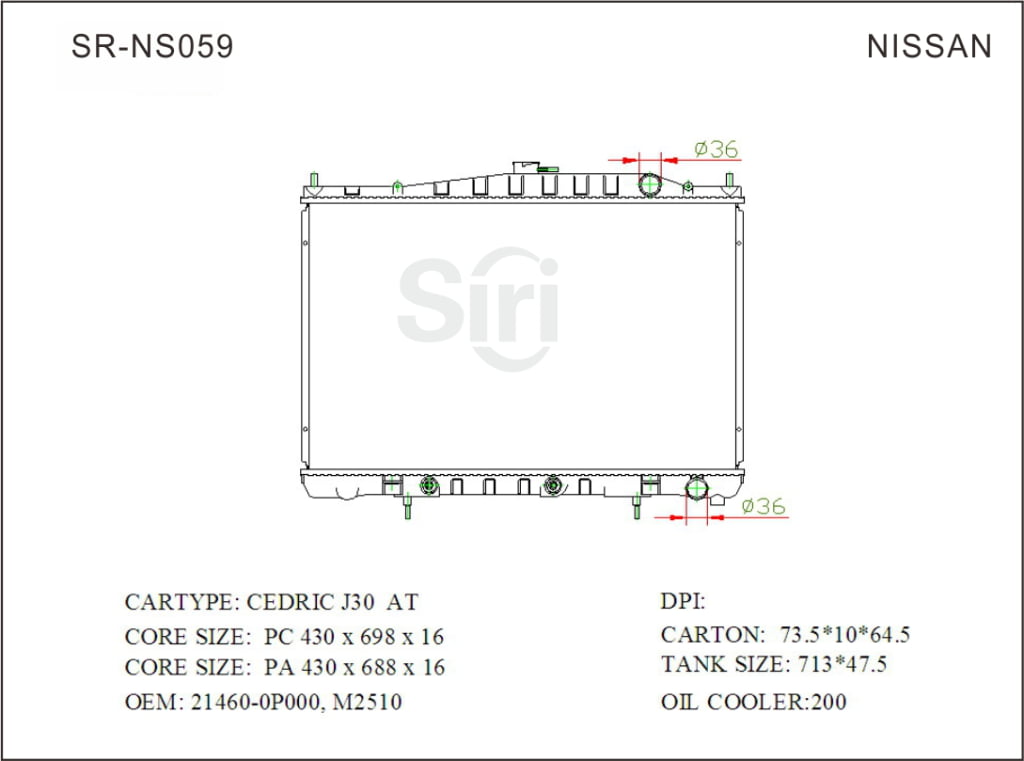 SR-NS059 Nissan CEDRIC J30 Cooling Radiators