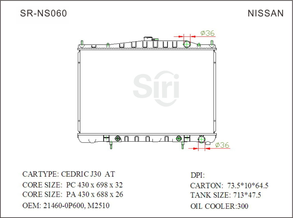 SR-NS060 Nissan CEDRIC J30 Cooling Radiators