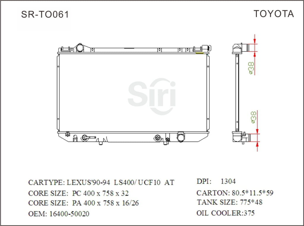 SR-TO061 Toyota Lexus 90-94 LS400 UCF10 High Performance Radiators