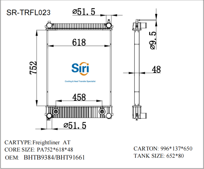 SR-TRFL023 Freightliner Heavy Duty Cooling Radiators