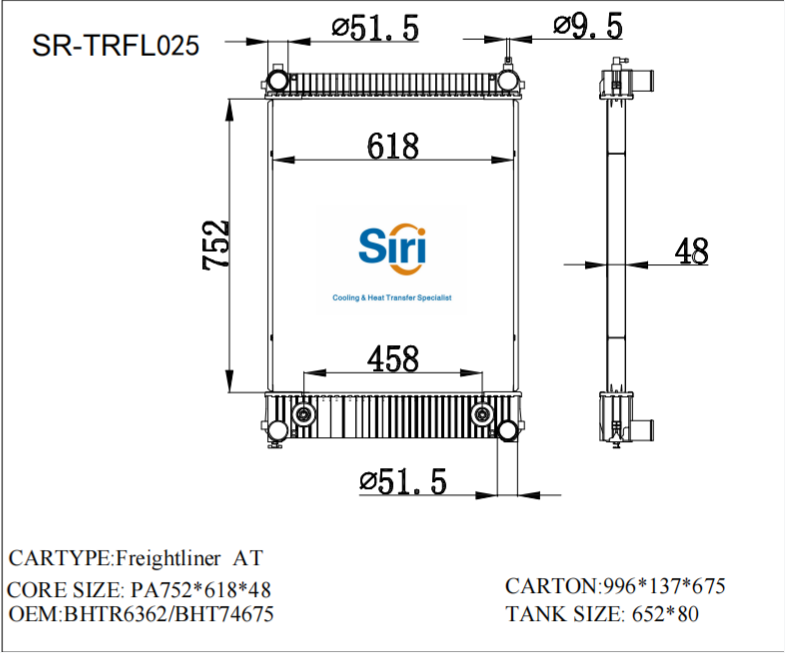 SR-TRFL025 Freightliner American Truck Cooling Radiators