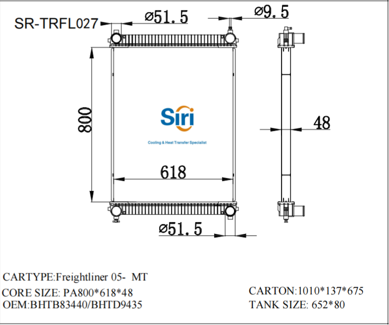 SR-TRFL027 Freightliner 05- Hot Sale American Truck Radiators