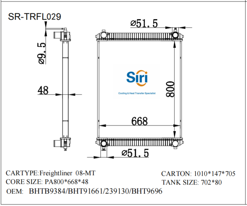 SR-TRFL029 Freightliner 08- High Performance Cooling Radiator