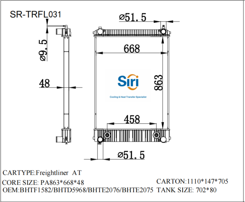 SR-TRFL031 Freightliner 08- High Performance Auto Radiator