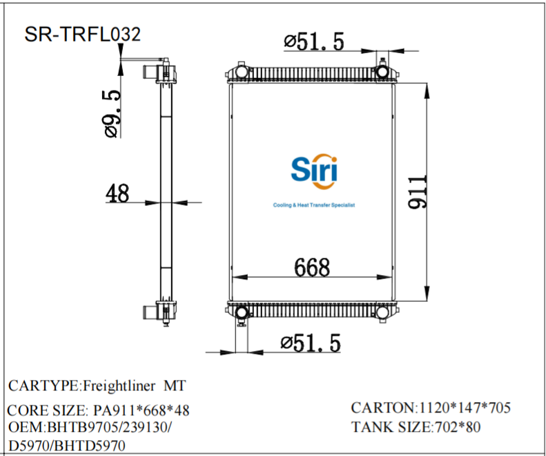 SR-TRFL032 Freightliner 08- High Performance Auto Radiator