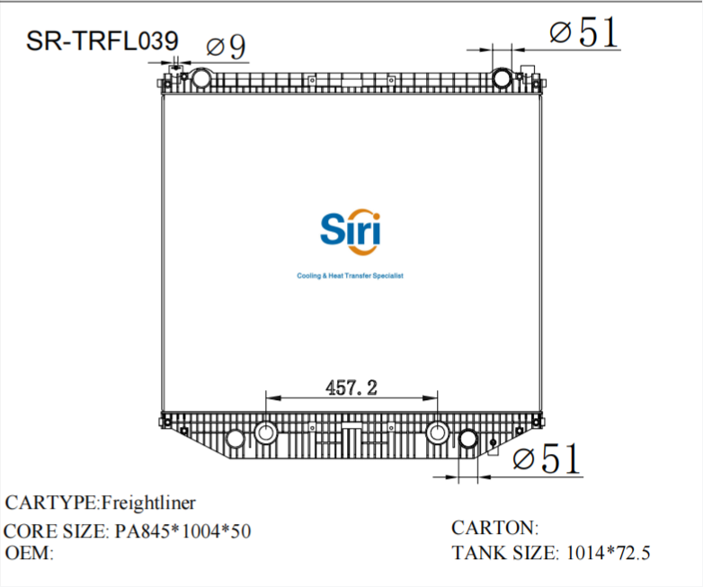 SR-TRFL039 Freightliner Engine Auto Radiator